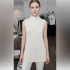 White House Black Market Textured White Sleeveless Sweater